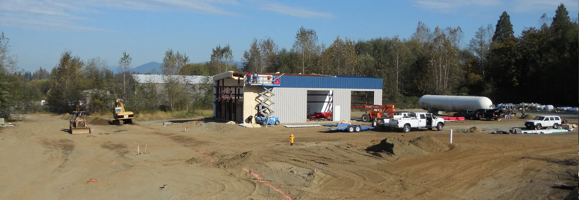 Commercial building exterior with metal siding